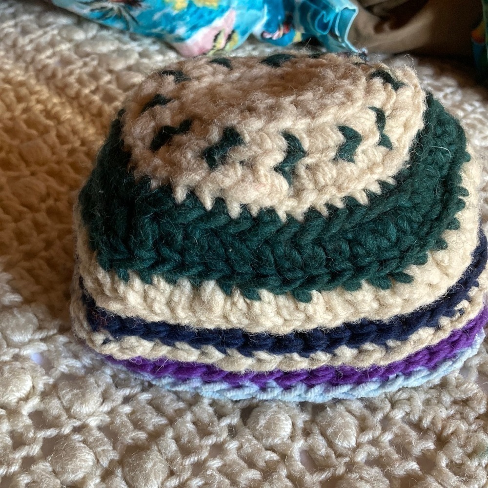 Hand crochet thick beanie with spiral fir child